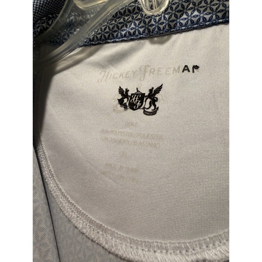 Hickey Freeman Golf Polo Shirt Mens XL Blue Geometric Print Stretch Performance - Picture 2 of 4
